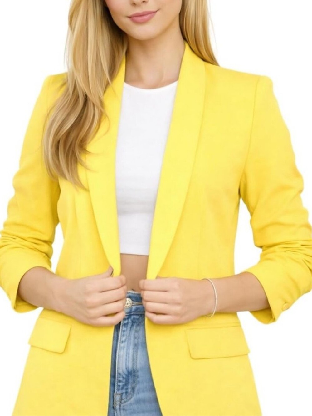 Zara Bright Yellow Single-Button Blazer